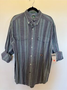 Vintage McIntosh & Seymour World Soccer Rugby Stripe Button Down Shirt L | A11